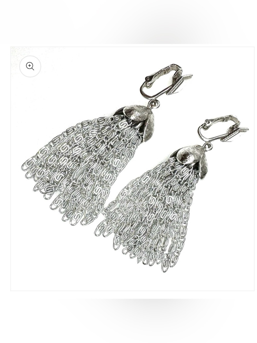 Sarah Coventry Silver tone  Tassel Drop Clip Earrings - like new